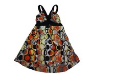 Girl Balera Dance Top Black Silver Orange Geometric Circles Sparkle Size MC