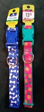 Two New Top Paw Adjustable Dog Collars, size large, pineapples and bones