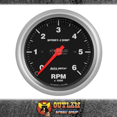 AUTOMETER IN DASH TACHOMETER 3-3/8" DIAMETER 0-6000 RPM SPORT-COMP ...