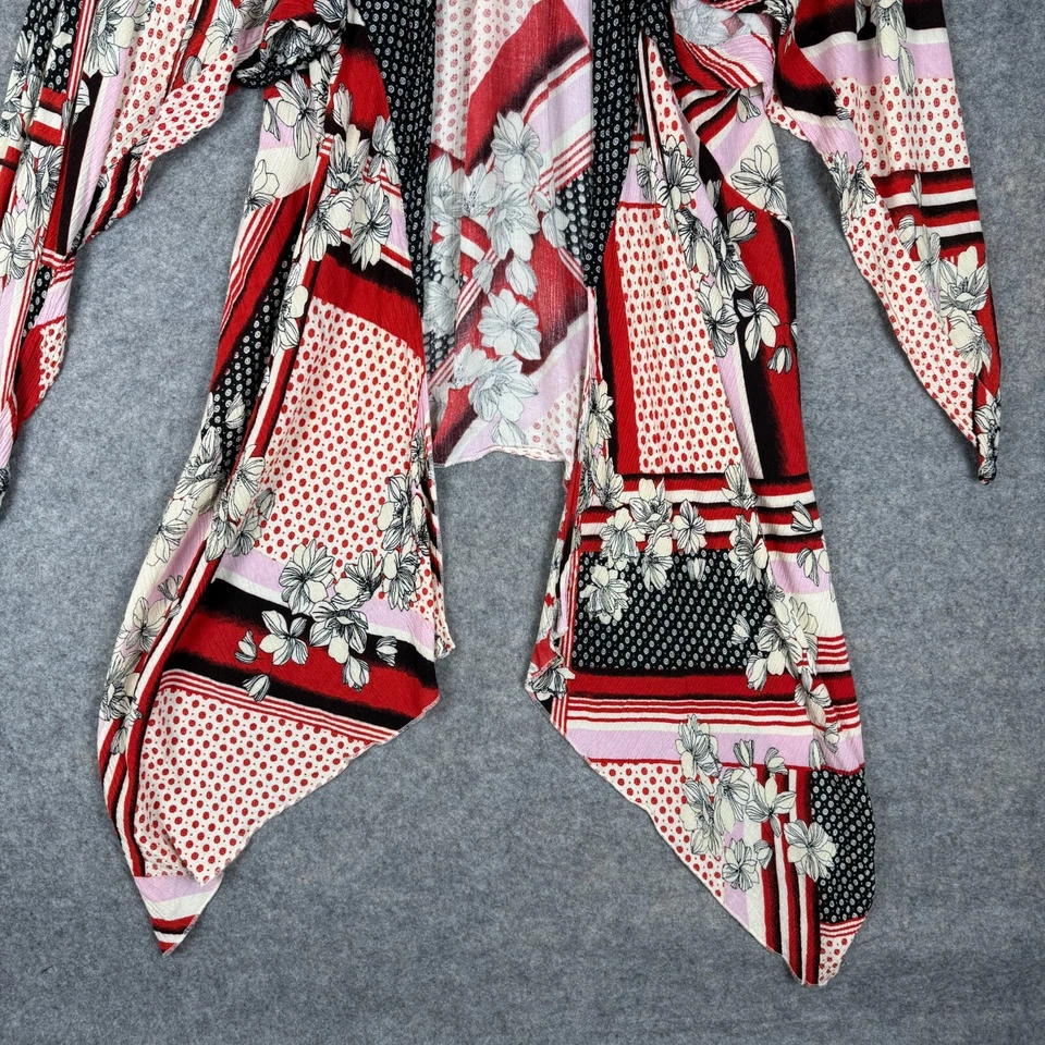 Free People Morning Glory Floral Print Kimono Women One Size Red Drapey All Tous - Image 4 of 4