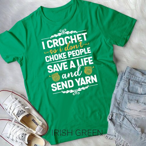 t shirts with crochet sayings