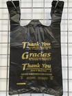 1/6 Large 21x6.5 x11.5 BLACK Thank You T-Shirt Plastic Grocery Shopping Bags 100