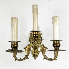 Applique in ottone bronzo a tre fiamme luci Lampade antiche da parete Barocco