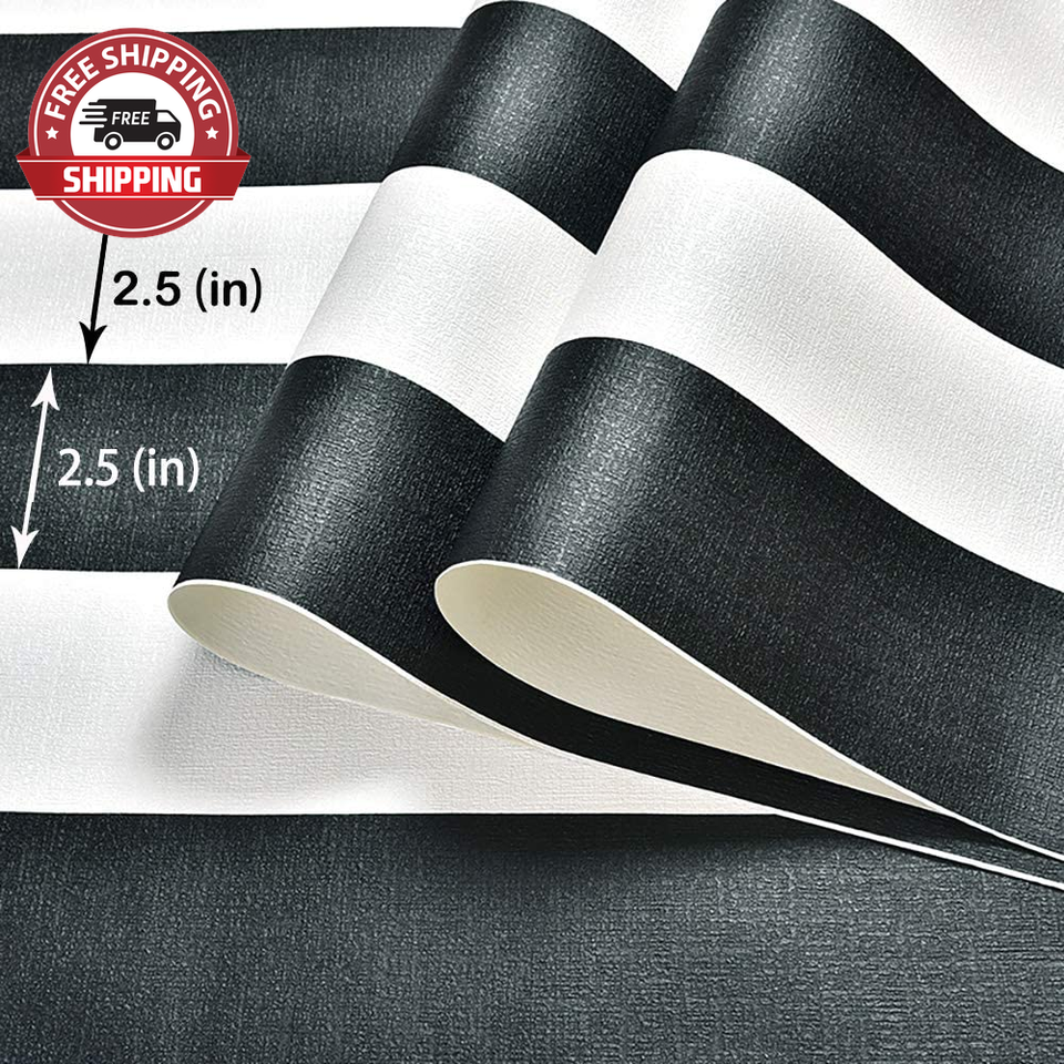 Black and White Wallpaper Peel and Stick Wallpaper for Bedroom Stripe