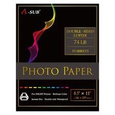 Premium Double Sided Photo Paper Luster 8.5 x 11 Inch 74lb for Inkjet Printer...