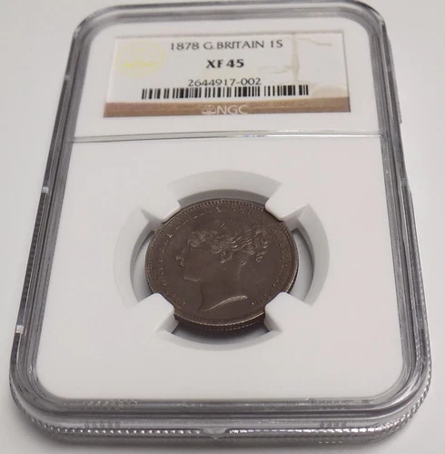 GREAT BRITAIN 1878 SHILLING NGC XF45 XF 45 England English Certified UK Coin 