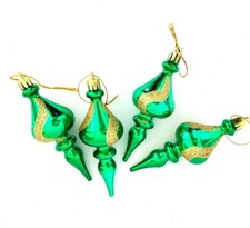 Northlight 4ct 4.5" 2-Finish Shatterproof Christmas Finial Ornaments Green/Gold