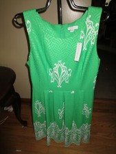 Women's New York  Company Green/White Sleeveless Dress Size Medium NWT 64.95