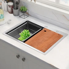 Kitchen Sink 23 x 22 Inch Drop-in Bar Sink Stainless Steel Topmount Kitchen Sink