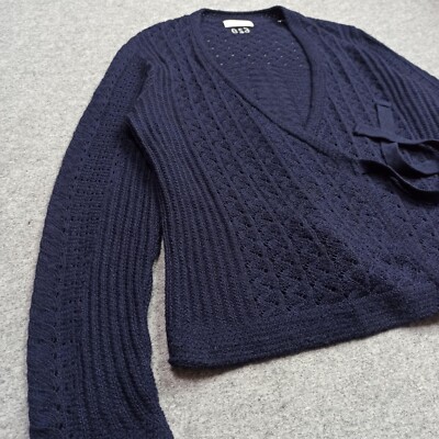 Odd Molly Alpaka Wolle Strickjacke S MARINE BLAU Wrap Tie