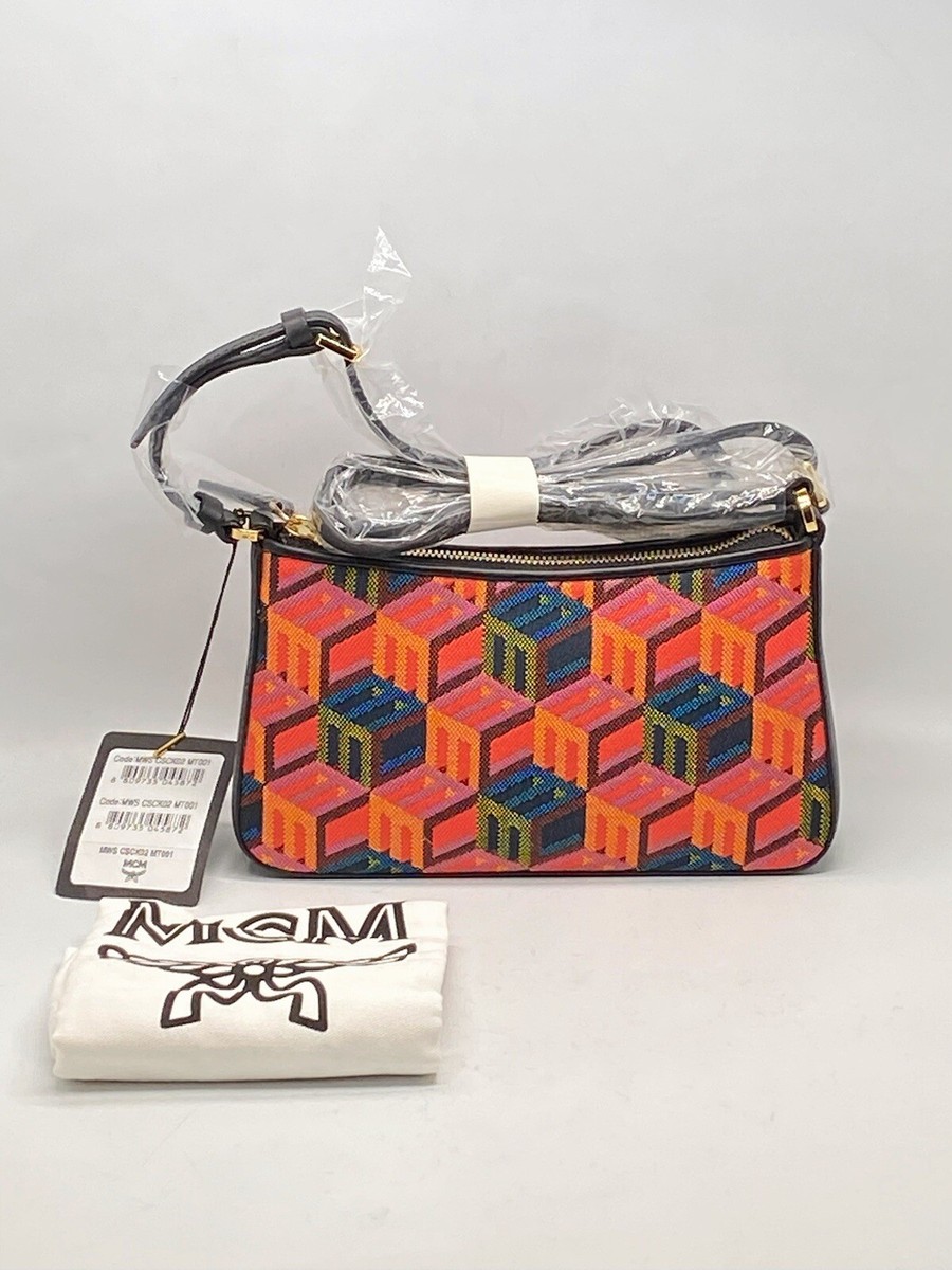 MCM Cubic Monogram Jacquard & Leather Crossbody | eBay