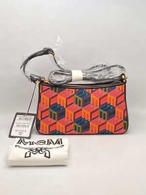 MCM Cubic Monogram Jacquard & Leather Crossbody | eBay