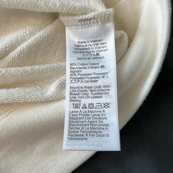 OFF WHITE J. CREW ― Felpa con cappuccio stringata donna S small ― crema bianco sporco avorio