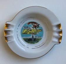 Tennessee Souvenir Ashtray Vintage Ceramic State Bird Capital Cities Dixie Japan
