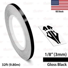 1/8" Roll Vinyl Pinstriping Pin Stripe Line Tape Decal Sticker 3mm GLOSS BLACK