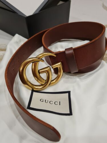 Gucci Gürtel GG Marmont braun Cuir Leder Messingschnalle, 115 cm - 40/42 Taille