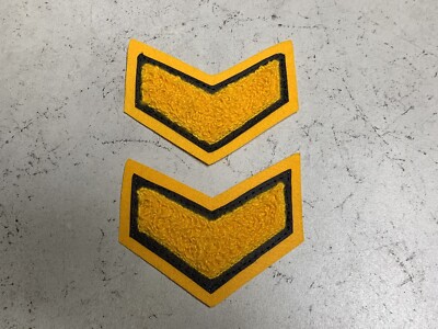 CUSTOM MADE Chenille Chevron Patches Black & Gold Pair