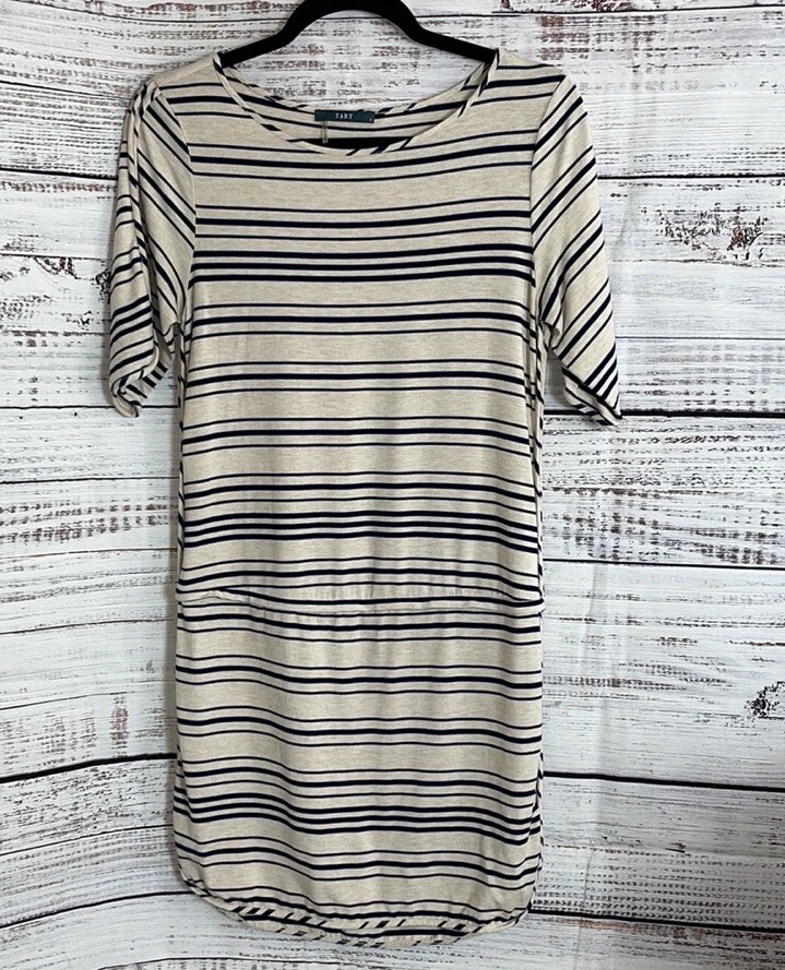 Tart Dress Womens Small striped mini Drop Waist Casual Modal Blend Crew Neck - Image 3 of 4