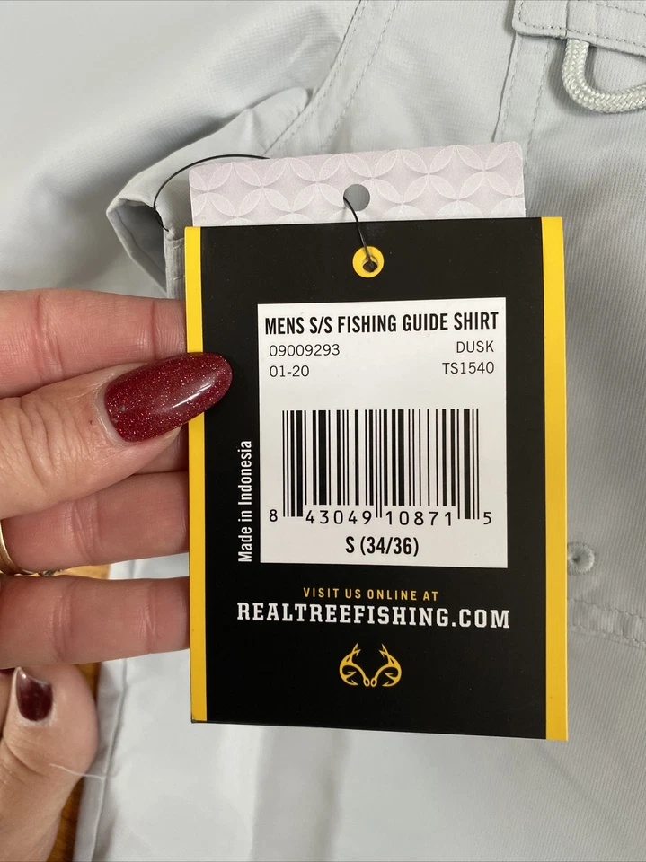 NWT Realtree Mens Fishing Short Sleeve Vented UPF Protection Dusk Gray S - Image 3 of 4