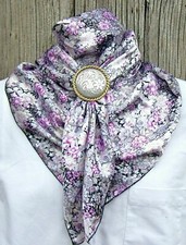Wild Rag Scarf Cowboy Scarves Buckaroo Bandana Western Cowgirl Silky floral pink