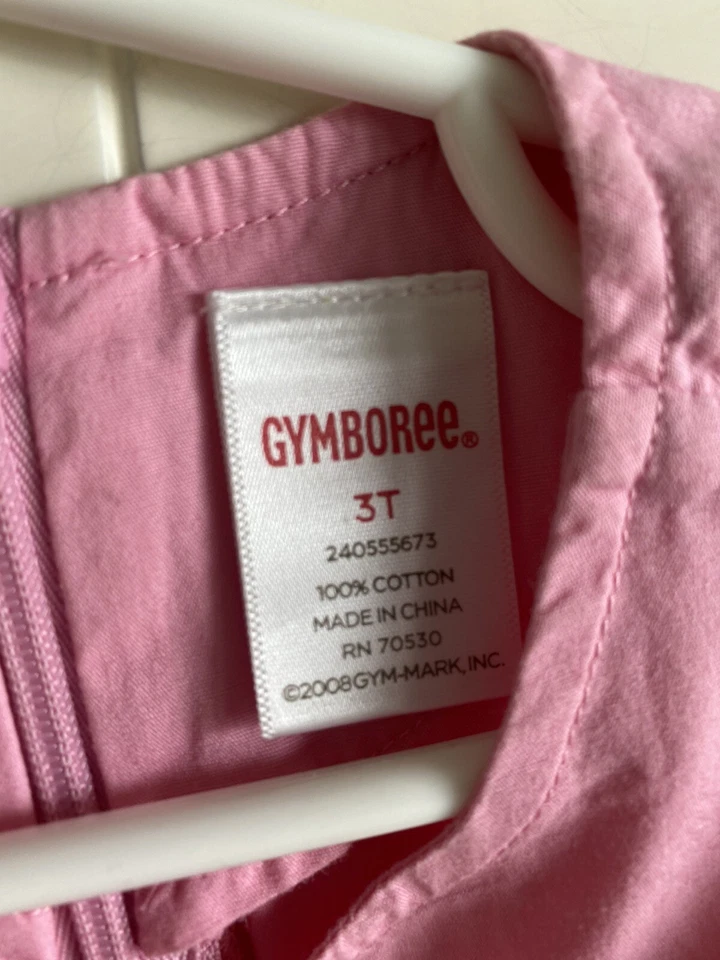 Gymboree девочек размер 3 розовый и коричневый зубчатый платье без рукавов - Изображение 4 из 4