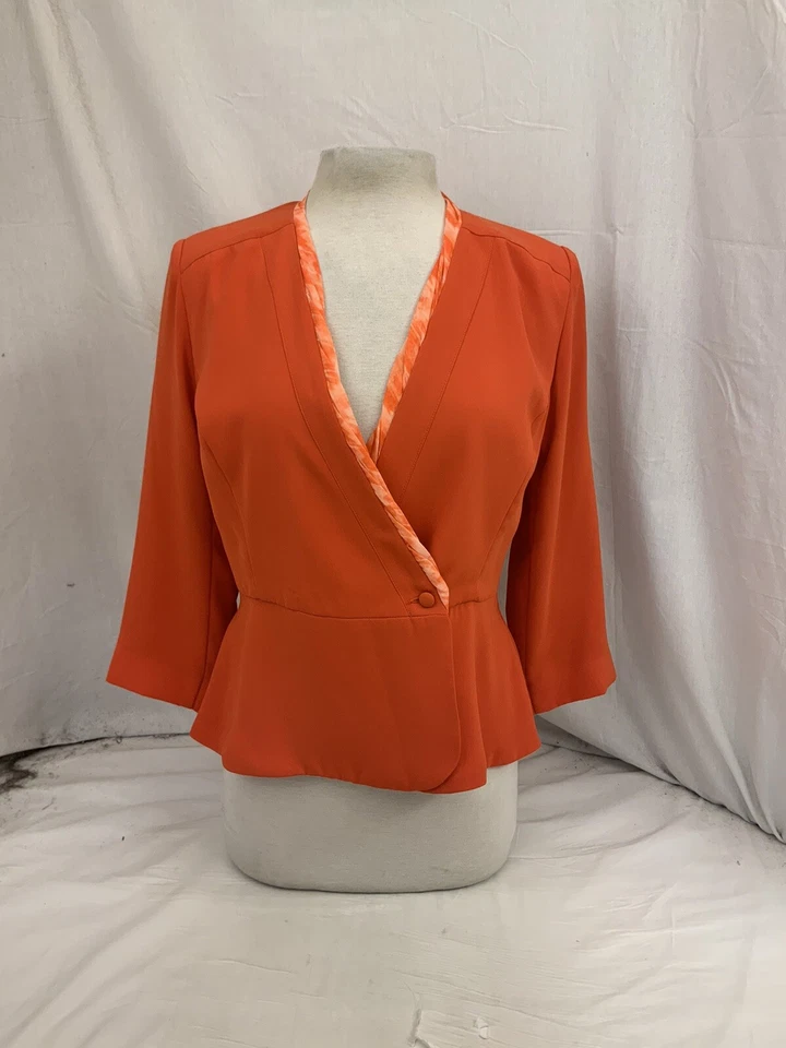 Cabi Blazer Jacket Sz 4 Orange Poly 1-btn Func Cuffs NWOT YGI P1-110 - Imagem 2 de 4