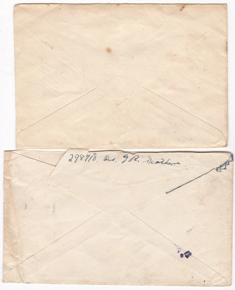 1942 2 x на действительной службе Новая Зеландия WW2 NZEF FPO в коробке цензура синий и фиолетовый - Изображение 2 из 2