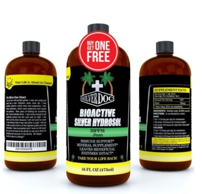 Silver Doc Silver Hydrosol Mineral Supplement- 2 For 1- 32oz Total- Natural Alte