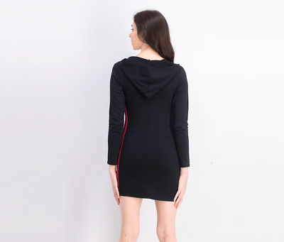 Material Girl Womens Varsity Stripe Sweater Dress, Black, Medium