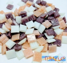 MOSAICO -Tessere mosaico pasta vetro 1x1 cm -200g/300 pz -Mix mora bianco beige