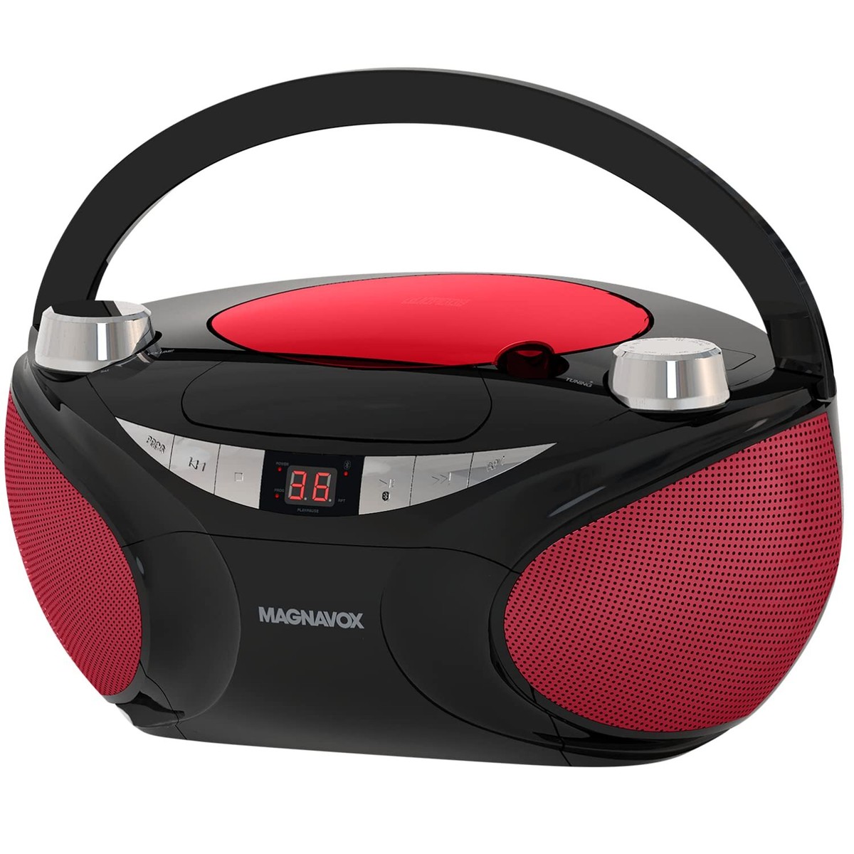 Portable CD Boombox with AM/FM Radio and Bluetooth LED