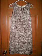 Loft Womens Dress Brown Tan Sleeveless Ruffles Animal Geometric Abstract Size 2