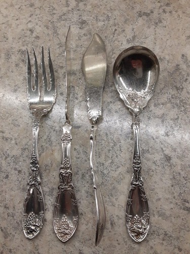 1881 Rogers A1 LaVigne 2 Twisted Butter Knives Serving Fork Sugar Spoon Silverpl