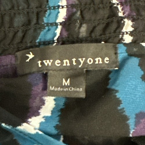 Vintage Twentyone Blouse Medium Sheer Teal Black Purple White Flutter Sleeve Top - Bild 13 von 13
