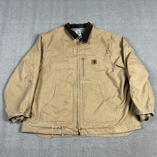 Carhartt Duck Canvas Field Jacket C61 CML Mens 3XL Workwear Sherpa Lined Camel