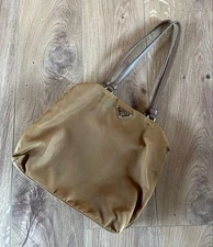 PRADA Tessuto Nylon Handbag Brown Casual Tote Authentic 25 Years Old