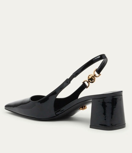 Versace Slingback Pump ‘95 Black Patent Medusa Block Heel NEW NWT in box - Picture 2 of 16