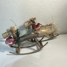 2 Vintage Wooden Christmas Holiday Rocking Horses 7 Tall Handmade Decor d9