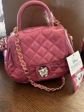Disney Classics Marie Pink Quilted Small Crossbody Purse Gold Tone Chain