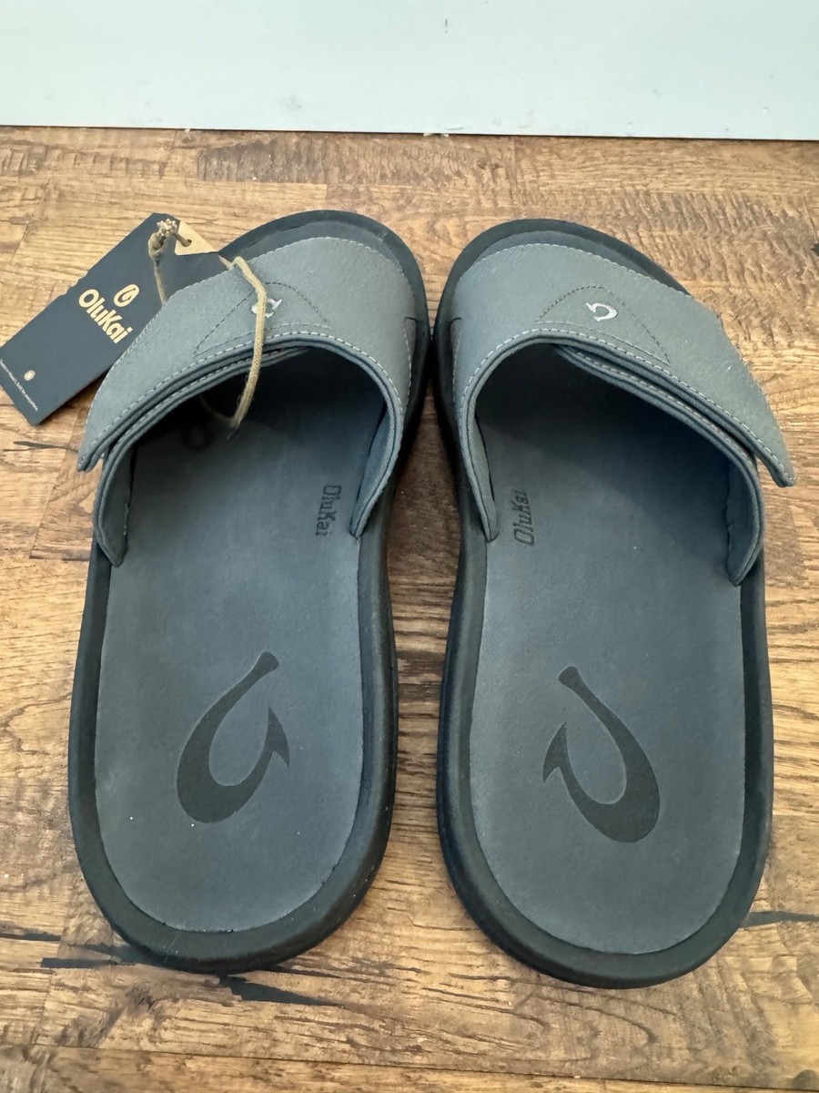 NWT Olukai Nalu Slide Sandal Dark Shadow Gray Men display picture 3