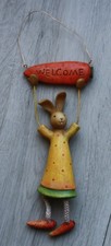 Ostern Deko Hase zum Aufhängen Keramik, mit "Welcome"-Schild
