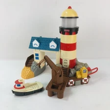 Fisher Price Geotrax Harbor Docks Lighthouse & Boat -  Light & Sound WORKS