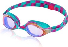 Speedo HYPER FLYER Mirrored Junior Competitive Racing Goggles Pink Green New
