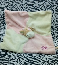 🦋 NOUKIES DOUDOU VACHE LOLA ROSE FLEUR ANCIEN MODELE PLAT CARRE TRES BON ETAT