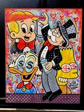 WILL STREET original painting 24x30 / monopoly art picasso banksy basquiat alec