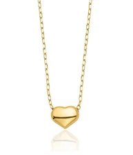 14K Solid Yellow Gold Heart Necklace