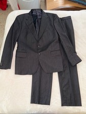 Gucci Tom Ford Era Charcoal Pinstripe Wool Mohair 2pc Suit Mens 46r It 56r Italy