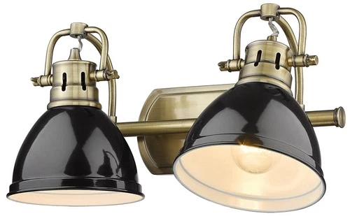 Duncan 16 1/2" Wide Aged Brass and Black 2-Light Bath Light - Picture 3 of 5