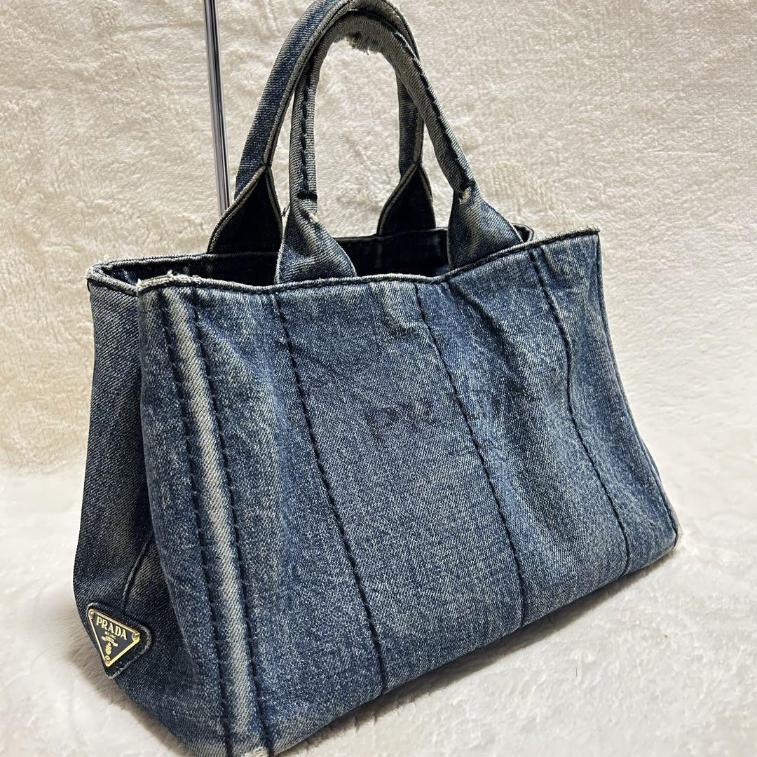 PRADA Canapa Denim Tote Bag – S Size W29 × H18 × D16 cm JAPAN | eBay 