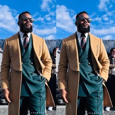 Camel Cashmere Men's Overcoats Wide Lapel Winter Outdoor Warm Thick Long Coats